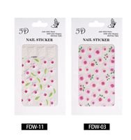 2022 New Nail Beauty Stickers 5d Three-dimensional Adhesive Relief Mulitcolor Leaves Flower Nail Baita Modeling Spot main image 4