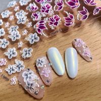 2022 New Nail Beauty Stickers 5d Three-dimensional Adhesive Relief Mulitcolor Leaves Flower Nail Baita Modeling Spot main image 2