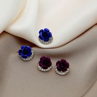 Simple Style Flower Alloy Plating Rhinestone Earrings 1 Pair main image 1