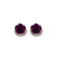 Simple Style Flower Alloy Plating Rhinestone Earrings 1 Pair main image 5