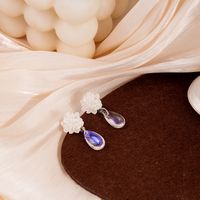 Elegant Flower Arylic Tassel Rhinestones Earrings 1 Pair sku image 3