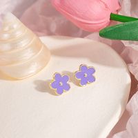 Sweet Flower Alloy Plating Artificial Gemstones Earrings 1 Pair sku image 1