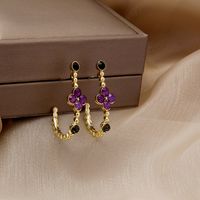 Sweet Flower Alloy Plating Artificial Gemstones Earrings 1 Pair sku image 10