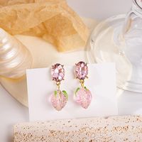 Sweet Flower Alloy Plating Artificial Gemstones Earrings 1 Pair sku image 22