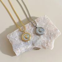 Retro Round Moon Stainless Steel Plating Necklace main image 1