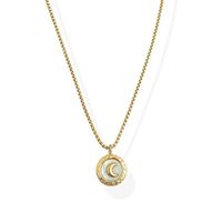 Retro Round Moon Stainless Steel Plating Necklace main image 4