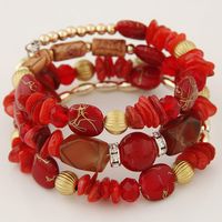 Ethnic Style Irregular Synthetic Resin Beaded Layered Bangle 1 Set sku image 2