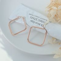 European And American Ins Style High Profile Fashion Personality Geometry Square Earrings Titanium Steel Plated 18k Real Gold Color Retaining Earrings F227 sku image 6