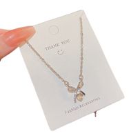 Fashion Bow Knot Alloy Pendant Necklace Plating Zircon Stainless Steel Necklaces main image 2