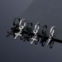 Gothic Cross Water Droplets Stainless Steel Drop Earrings Polishing Stainless Steel Earrings main image 1