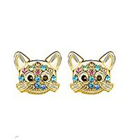Fashion Unicorn Cat Alloy Diamond Artificial Gemstones Ear Studs 1 Pair sku image 23