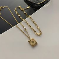 Fashion Square Stainless Steel Necklace Pearl Stainless Steel Necklaces main image 3