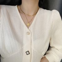 Fashion Square Stainless Steel Necklace Pearl Stainless Steel Necklaces main image 1