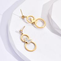 1 Pair Fashion Butterfly Hollow Out Inlay 304 Stainless Steel Rhinestones 14K Gold Plated Earrings sku image 1