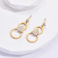1 Pair Fashion Butterfly Hollow Out Inlay 304 Stainless Steel Rhinestones 14K Gold Plated Earrings main image 3