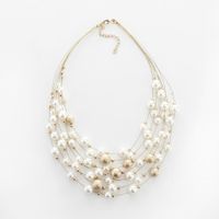 Elegant Round Alloy Beaded Pearl Layered Necklaces 1 Piece main image 3