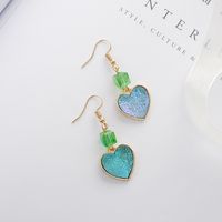 Fashion Heart Shape Alloy Plating Artificial Crystal Earrings 1 Pair main image 3