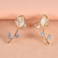 Fashion Flower Alloy Plating Diamond Artificial Diamond Ear Studs 1 Pair main image 3