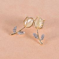 Fashion Flower Alloy Plating Diamond Artificial Diamond Ear Studs 1 Pair main image 2