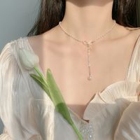 Dulce Nudo De Lazo Plateado Diamantes De Imitación Artificiales Collar Colgante 1 Pieza main image 4
