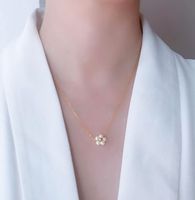 Retro Flower Titanium Steel Beaded Plating Artificial Pearls Pendant Necklace main image 3