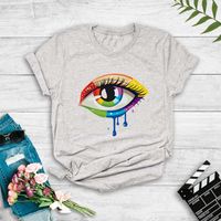 Fashion Eye Polyester Round Neck Short Sleeve Regular Sleeve Printing T-shirt sku image 1