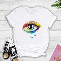 Mode Auge Polyester Rundhals Kurzarm Normale Ärmel Drucken T-shirt sku image 15