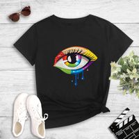 Fashion Eye Polyester Round Neck Short Sleeve Regular Sleeve Printing T-shirt sku image 20