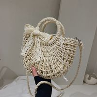 Straw Solid Color Fashion Weave Oval Straw Bag main image 4