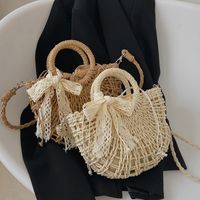 Straw Solid Color Fashion Weave Oval Straw Bag main image 3