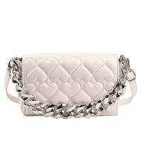Fashion Square Heart Pattern Pendant Chain Pu Leather Portable Shoulder Bag sku image 1