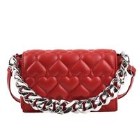 Fashion Square Heart Pattern Pendant Chain Pu Leather Portable Shoulder Bag sku image 3