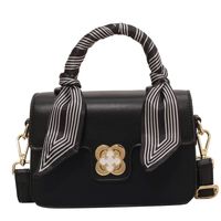 Trendy Square Flower Pattern  Ribbon Chain Pu Leather Crossbody Bag sku image 4