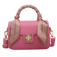 Trendy Square Flower Pattern  Ribbon Chain Pu Leather Crossbody Bag sku image 6