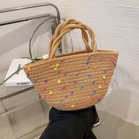Straw Solid Color Cute Weave Cylindrical Straw Bag main image 6
