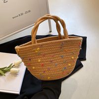 Straw Solid Color Cute Weave Cylindrical Straw Bag main image 5