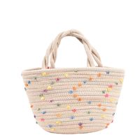 Straw Solid Color Cute Weave Cylindrical Straw Bag sku image 2