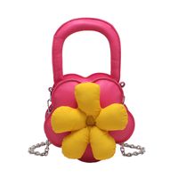 Artificial Leather Floral Fashion Chain Square Zipper Crossbody Bag sku image 4