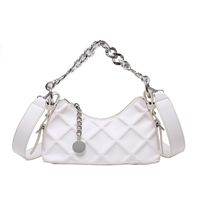 New Fashion Square Pendant Chain Wide Strap Pu Leather Shoulder Bag sku image 1