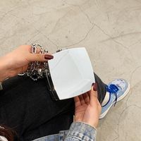 Creative Glossy Silvery Square Chain Strap Pvc Mini Crossbody Bag main image 4