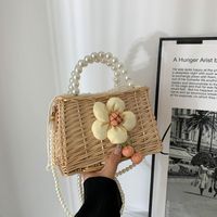 Straw Solid Color Cute Weave Square String Square Bag main image 3