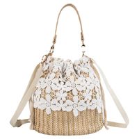 Small Straw Solid Color Fashion Weave Soft Surface Bucket Shape String Straw Bag main image 2