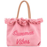 Casual Style Letters Pattern Chain Strap Large Capacity Canvas Tote Bag main image 5