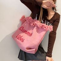 Casual Style Letters Pattern Chain Strap Large Capacity Canvas Tote Bag main image 2
