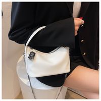 Fashion Square Chain Strap Small Size Pu Leather Portable Shoulder Bag sku image 1