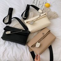 Simple Trendy Square Pin Shape Wide Strap Medium Size Pu Leather Shoulder Bag main image 6