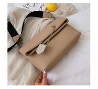 Simple Trendy Square Pin Shape Wide Strap Medium Size Pu Leather Shoulder Bag sku image 1