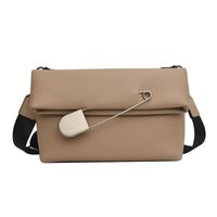 Simple Trendy Square Pin Shape Wide Strap Medium Size Pu Leather Shoulder Bag main image 3