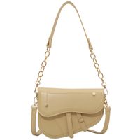 Trendy Solid Color Chain Strap Small Size Pu Leather Underarm Saddle Bag main image 5