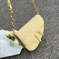 Trendy Solid Color Chain Strap Small Size Pu Leather Underarm Saddle Bag main image 2